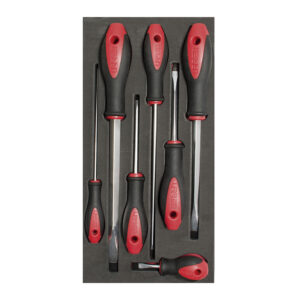 Juego de destornilladores con mango bimaterial punta plana 7 piezas, CH117-C Urrea