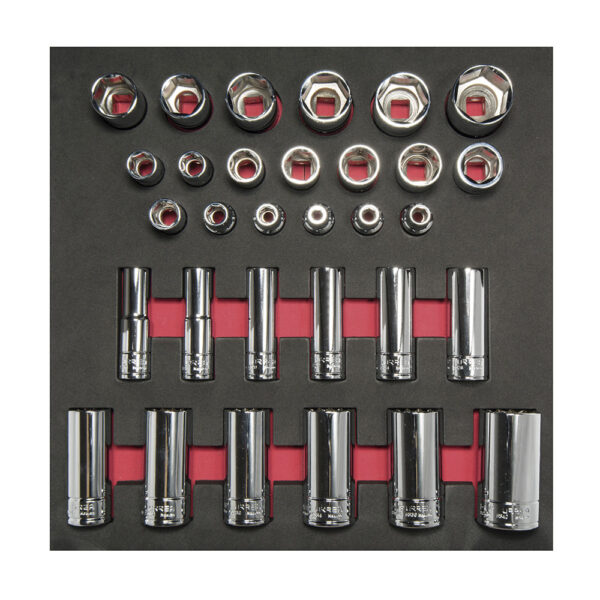 Juego de dados cortos y largos cuadro de 1/2" en pulgadas 31 piezas, CH206-C Urrea
