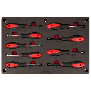Juego de destornilladores con mango bimaterial de caja combinados 9 piezas, CH275P-C Urrea