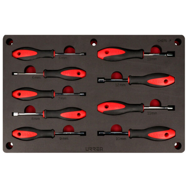 Juego de destornilladores con mango bimaterial de caja combinados 9 piezas, CH275P-C Urrea