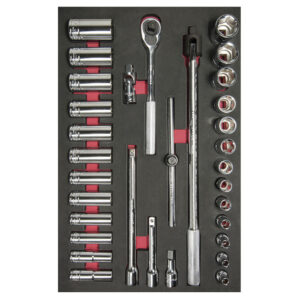 Juego de dados cortos,largos y accesorios cuadro de 1/2" en pulgadas 32 piezas, CH310-C Urrea