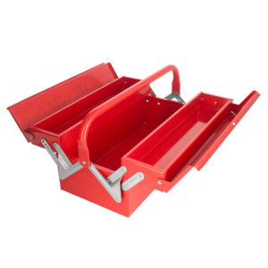 Caja portaherramientas metálica tipo acordeón roja 7" x 16" x 6" Urrea