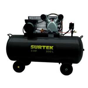 Compresor de aire eléctrico con transmisión de banda 200L, 3HP, 127V Surtek
