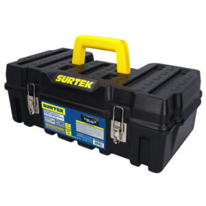 Caja portaherramientas plástica con broches metálicos color negro 21" x 11" x 7" Surtek