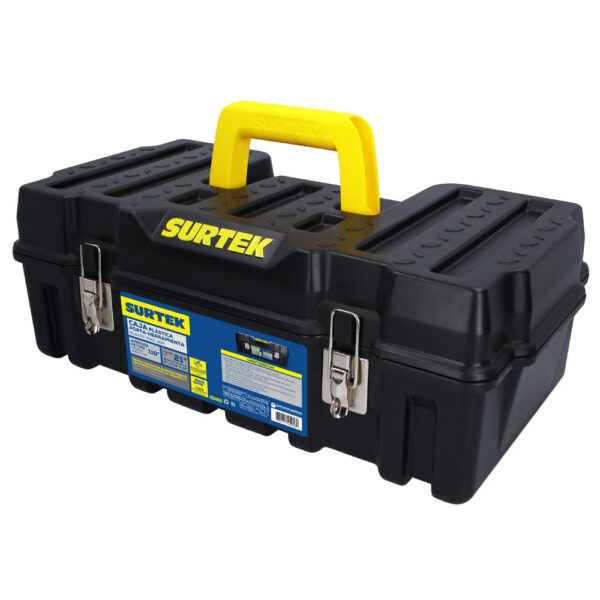 Caja portaherramientas plástica con broches metálicos color negro 21" x 11" x 7" Surtek