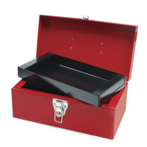 Caja portaherramientas métalica con asa plástica color rojo 11" x 6" x 5" Urrea