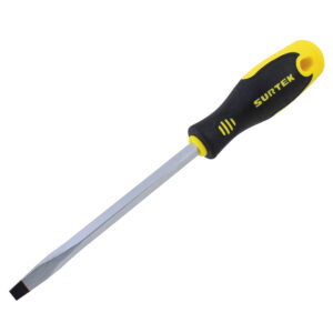 Destornillador con mango bimaterial, punta plana barra cuadrada 1/4" x 4" Surtek