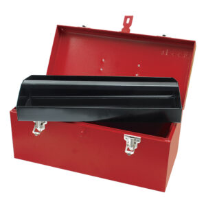 Caja portaherramientas métalica con asa plástica color rojo 16" x 7" x 7" Urrea