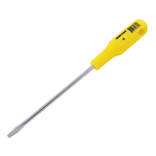 Destornillador con mango amarillo, punta plana barra redonda 1/4" x 4" Surtek