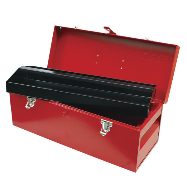 Caja portaherramientas métalica con asa plástica color rojo 20" x 7" x 7" Urrea
