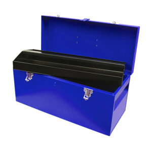 Caja portaherramientas métalica con asa plástica color azul 20" x 8" x 9" Urrea
