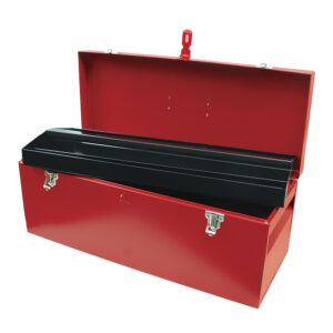 Caja portaherramientas métalica con asa plástica color rojo 24" x 9" x 9" Urrea