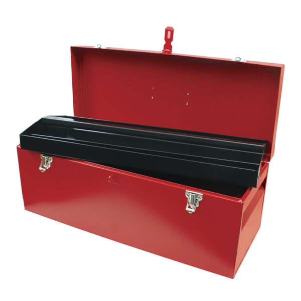 Caja portaherramientas métalica con asa plástica color rojo 24" x 9" x 9" Urrea