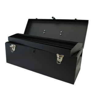 Caja portaherramientas metálica con asa metálica color negro 24" x 9" x 9" Urrea