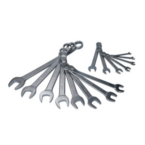 Juego de llaves combinadas satinadas en pulgadas, 12 puntas, 15 piezas en rack Surtek