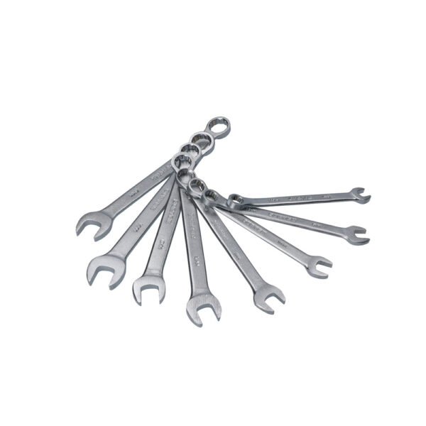 Juego de llaves combinadas satinadas métricas, 12 puntas, 8 piezas en rack Surtek