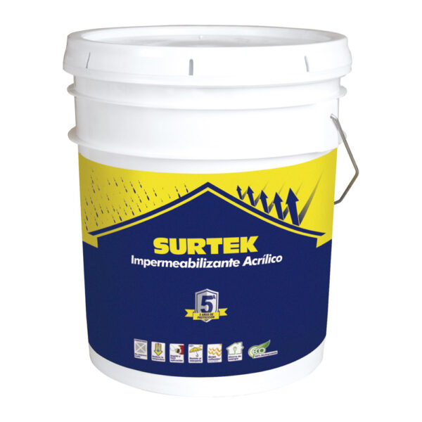 Cubeta de impermeabilizante 19 Lt color blanco con protección de 5 años Surtek