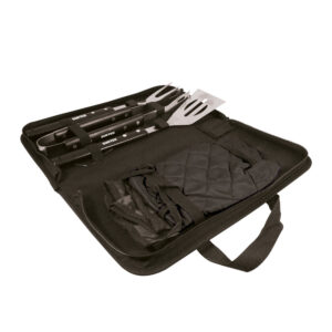 Kit de asado con estuche, mandil, guante y 3 utensilios Surtek