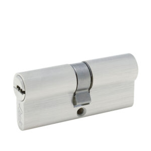 Cilindro europeo 70 mm función sencila, níquel satinado, ranura mariposa, en caja Lock