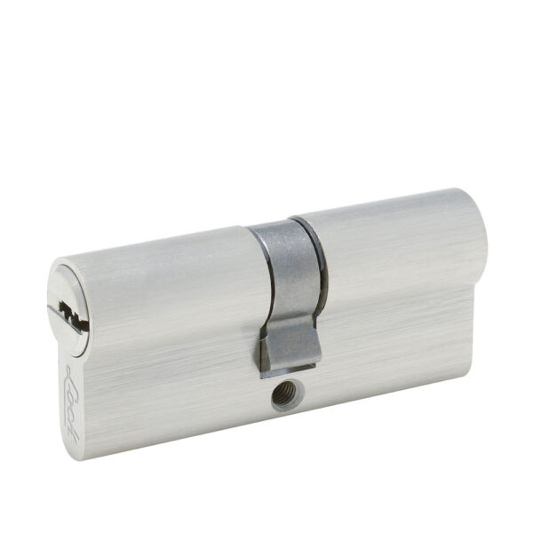 Cilindro europeo 70 mm función sencilla, níquel satinado, llave de puntos, en caja Lock