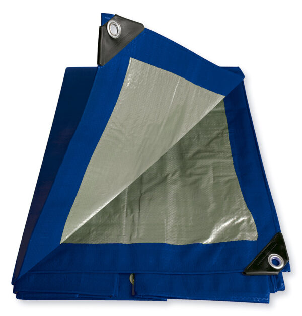 Lona de polietileno color azul con fondo plata, 5.48 x 7.31 m Foy