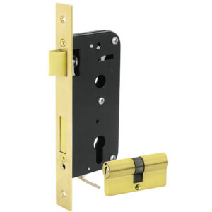 Cerradura clásica para puerta de aluminio función doble, blanco, llave estándar Lock