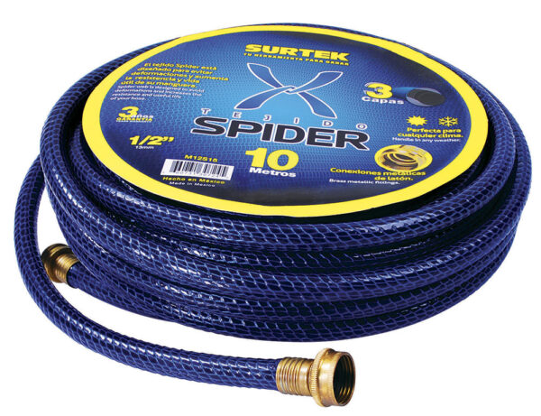 Manguera para jardín tejido spider con conector metálico 1/2", 25 m Surtek