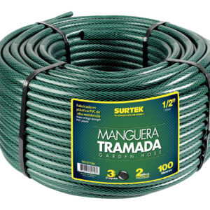 Manguera para jardín tramada verde en rollo 5/8", 100 m Surtek