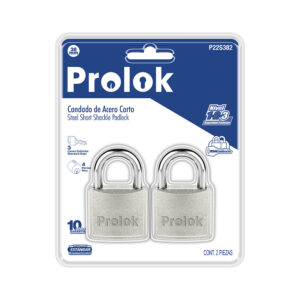 Juego de candados de acero cortos 38 mm, llave estándar, 2 piezas Prolok