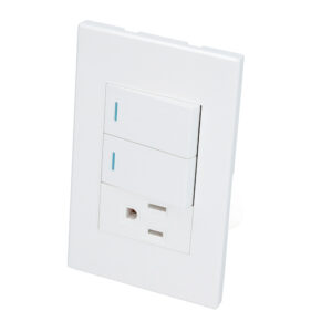 Placa 2 Interruptor 1 contacto 1/3, línea Premium, color blanco Surtek