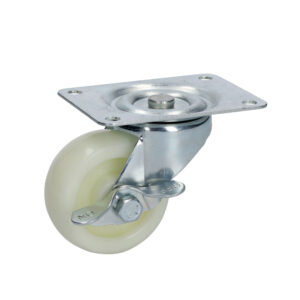 Rodaja de polipropileno blanca giratoria con freno 3" Surtek