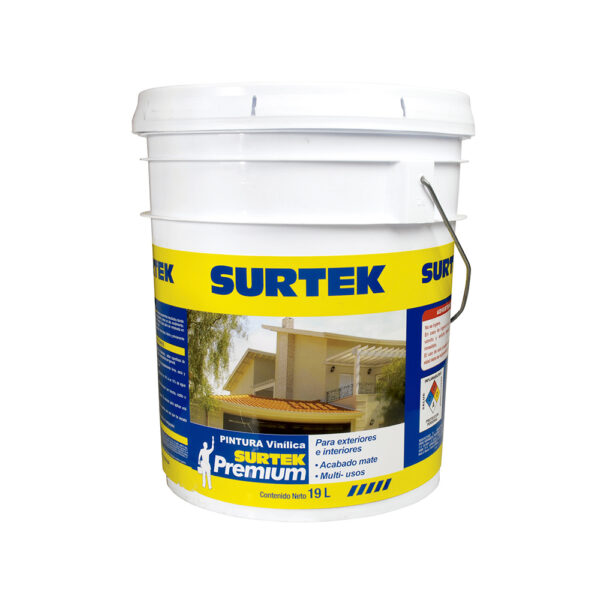 Cubeta de pintura vinílica premium 19 Lt color rojo taurino Surtek