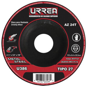 Disco abrasivo tipo 27 para metal 4-1/2" x 1/4" Urrea