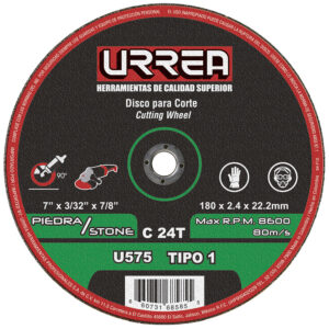 Disco abrasivo tipo 1 para piedra 7" x 3/32" Urrea