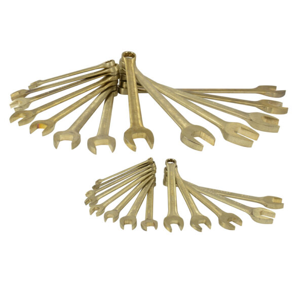 Juego de llaves combinadas de bronce-aluminio antichispa métricas, 12 puntas, 26 piezas Urrea