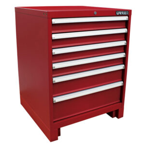 Gabinete fijo con 6 gavetas color rojo serie X 28" Urrea