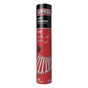 Juego de llaves combinadas pulido espejo en pulgadas, 12 puntas, 14 pz en tubo full color Urrea