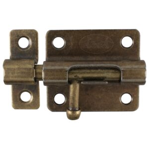 Pasador de sobreponer tipo barril acabado latón antiguo, 8 cm Lock