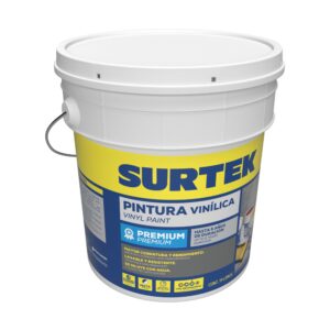 Cubeta de pintura vinílica premium 19 Lt color rojo Surtek