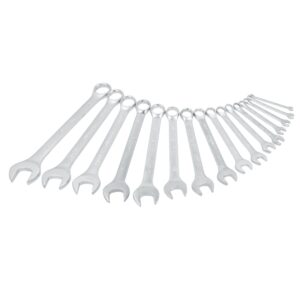 Juego de llaves combinadas satinadas métricas, 12 puntas, 16 piezas en estuche Surtek