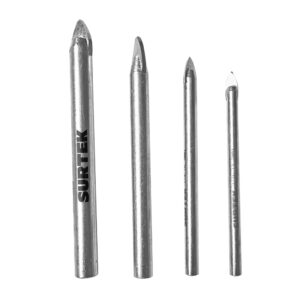 Juego de brocas para vidrios y azulejos de acero con cabeza de carburo de tungsteno, 4 pz Surtek