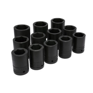 10000L Juego de dados largos de impacto cuadro de 1", 6 puntas, en pulgadas, 12 piezas Urrea