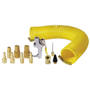 108142 Juego de accesorios neumáticos con manguera tipo resorte, 14 piezas Surtek