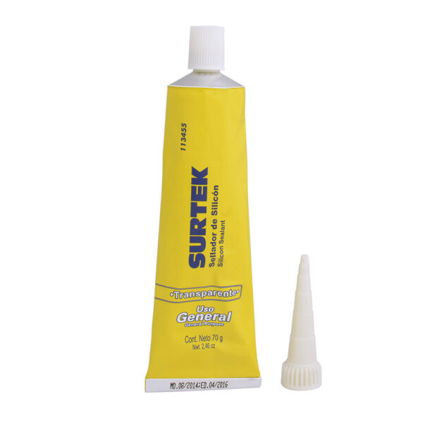 113455 Silicón transparente en tubo, 70 gr Surtek
