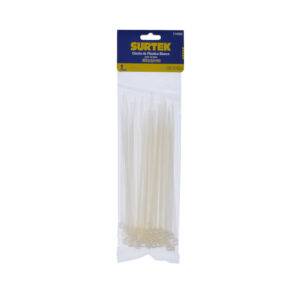114206 Cinchos plásticos 160 x 4.8 mm, tensión 27 kg de 50 piezas, color natural Surtek