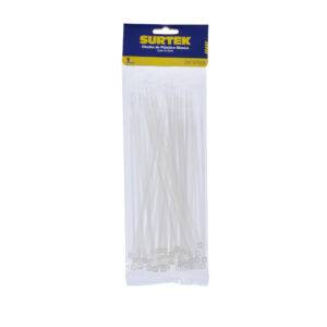 Cinchos plásticos 203 x 3.6 mm, tensión 18 kg de 50 piezas, color natural Surtek