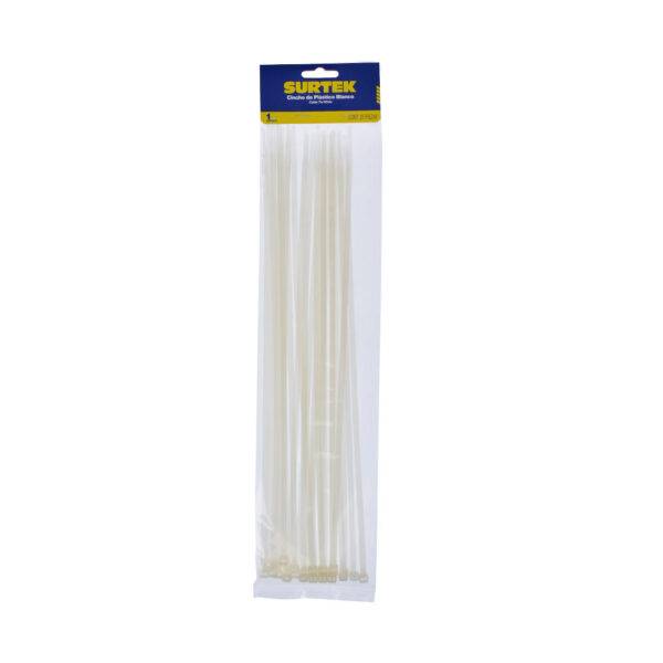 Cinchos plásticos 368 x 4.6 mm, tensión 22 kg de 25 piezas, color blanco Surtek