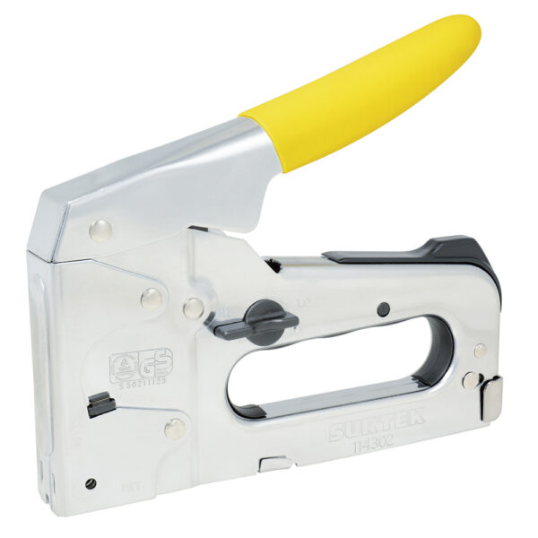 114302 Engrapadora metálica tipo pistola 4 en 1 para grapas 1/4" a 9/14" Surtek