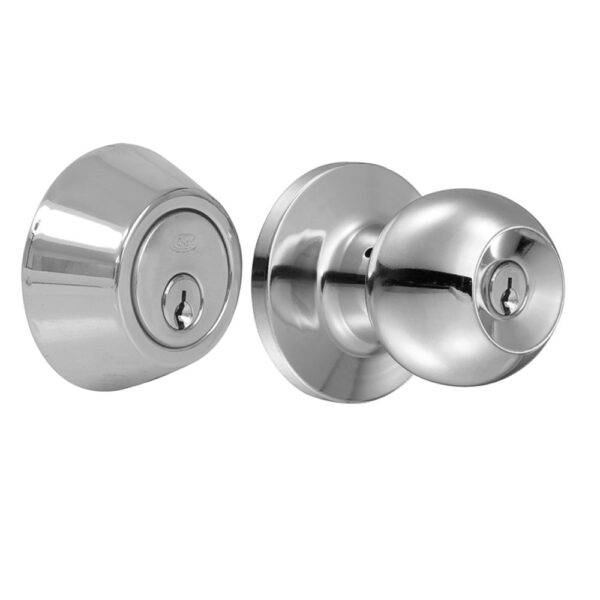 11CB Combo de pomo tubulares de bola función sencilla, acero inoxidable, llave estándar, blíste Lock