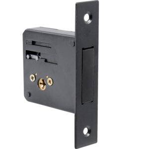 11CE Cerrojo para embutir auxiliar, función doble, latón antiguo, llave tetra, en caja Lock